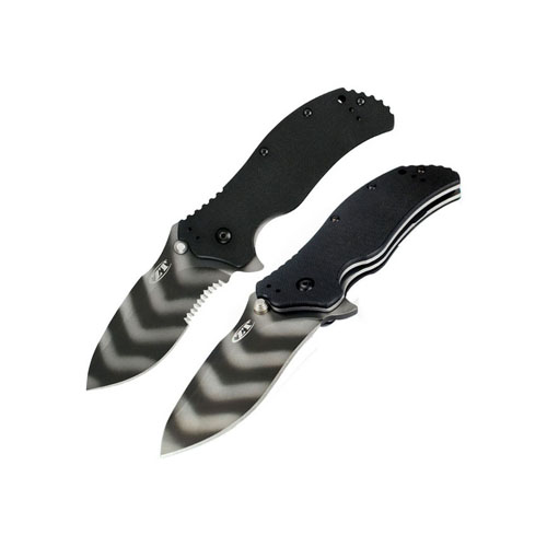 Zero Tolerance Black Tiger Stripe Blade Serrated Folding Knife